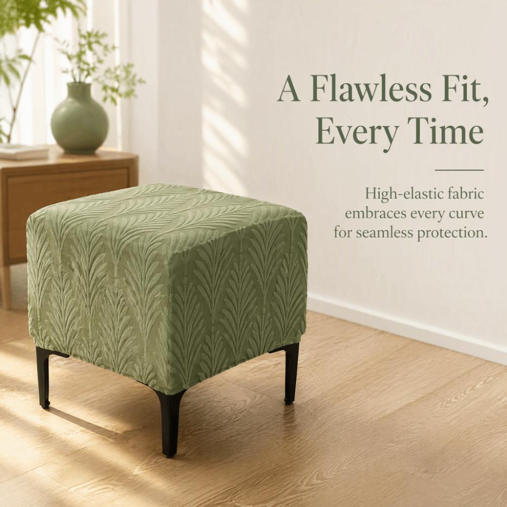 Square Shaped Ottoman Dust Protector Jacquard Velvet Bench Storage Cover Storage Ottoman Shield