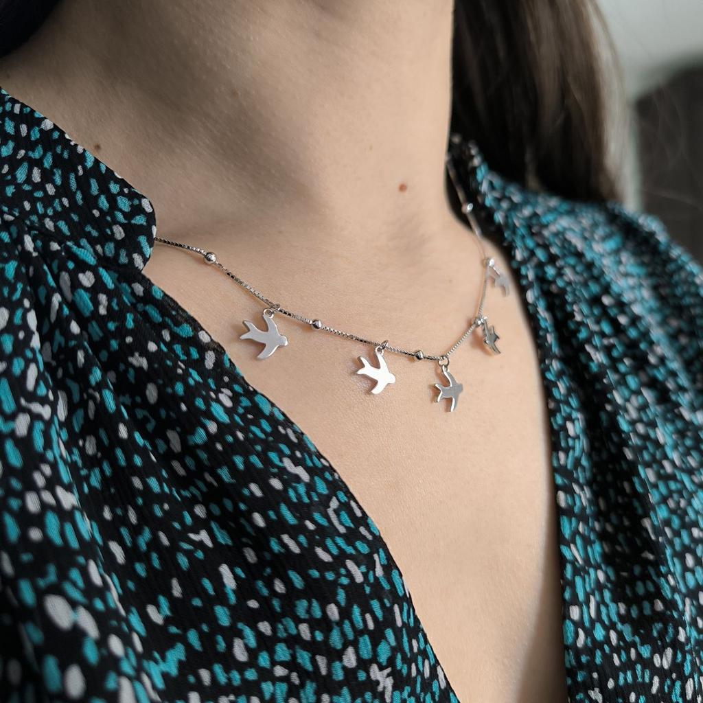 Серебряное колье с без камней, вес изделия 4,91 гр (2183983)
