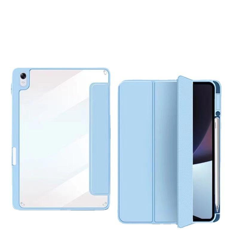 Slim Tri-Fold Case OPPO Pad 11-inch 2 11.6-inch Transparent Acrylic Back PU Leather Cover With Stand Auto Sleep