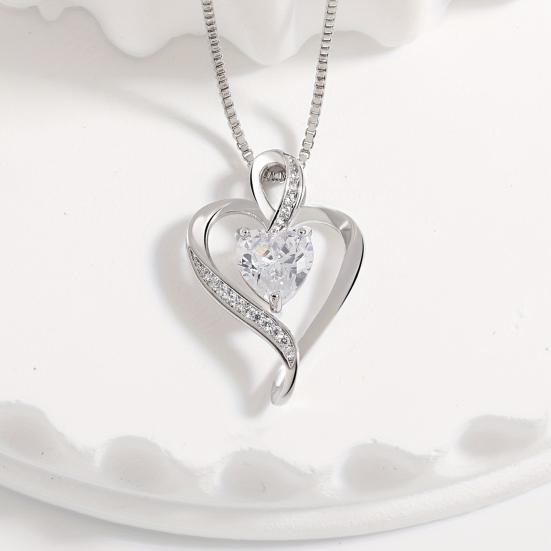 Heart Necklace for Women Love Heart Pendant with Faux Crystal Birthstone Necklace for Mother's Day Anniversary Birthday