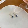 Sweet Blue Pentagram Earrings Zircon Simple Temperament Advanced Star Earrings