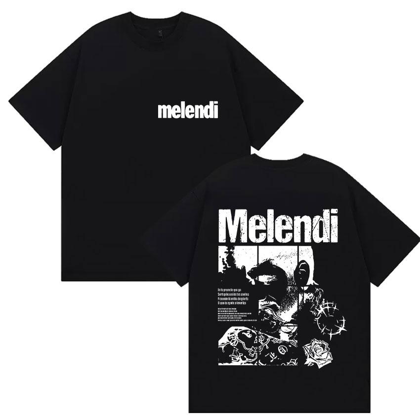 Rapper Melendi Tour 2025 Album Merch T Shirts Women Vintage Gothic Oversized Cotton Tshirt Y2k Man Hip Hop Punk Tees Streetwear