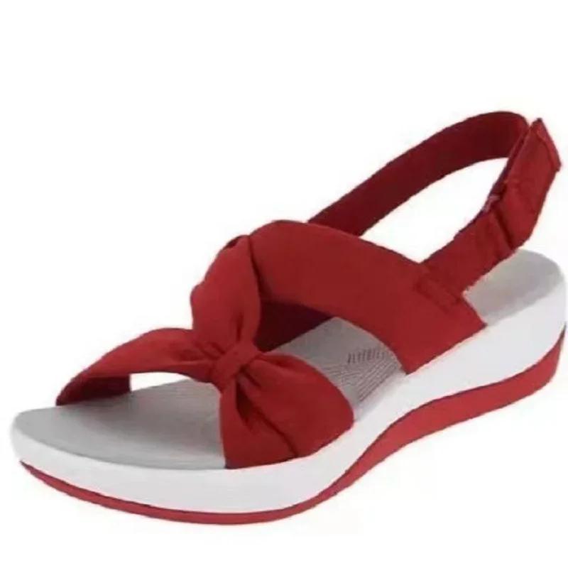Shoes for Women Sandals 2024 Summer Closed Toe Roman Women Bow Platform Wedges Sandal Plus Size 43 Sandalias Mujer