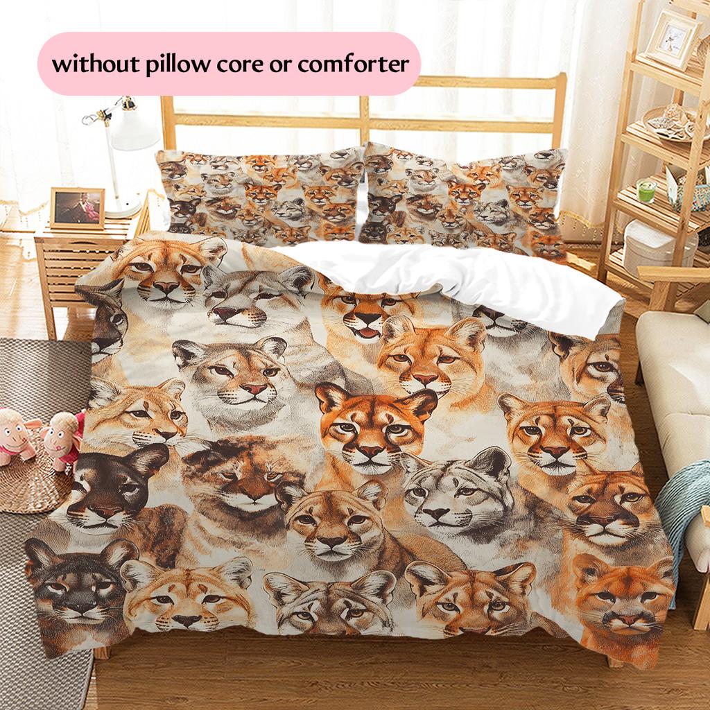 Cougar Pattern Bedding Home Decoration Birthday Gift (1 * duvet cover + 2 * pillowcase, without core)