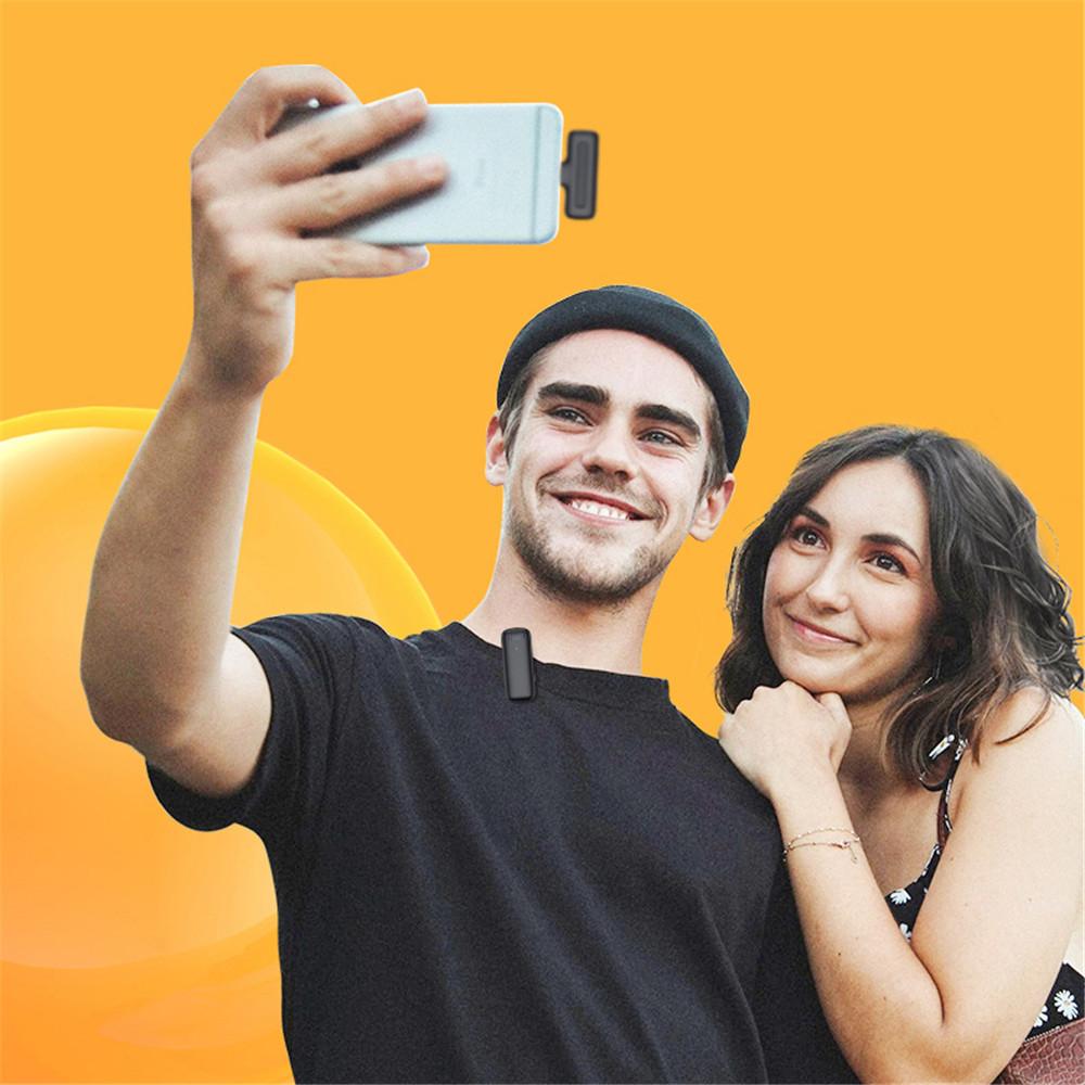 Mini Portable Noise Reduction Wireless Lavalier Microphone One To Two Vlog Audio Video Recording Microphone For IOS Android Type-C Plug-and-Play