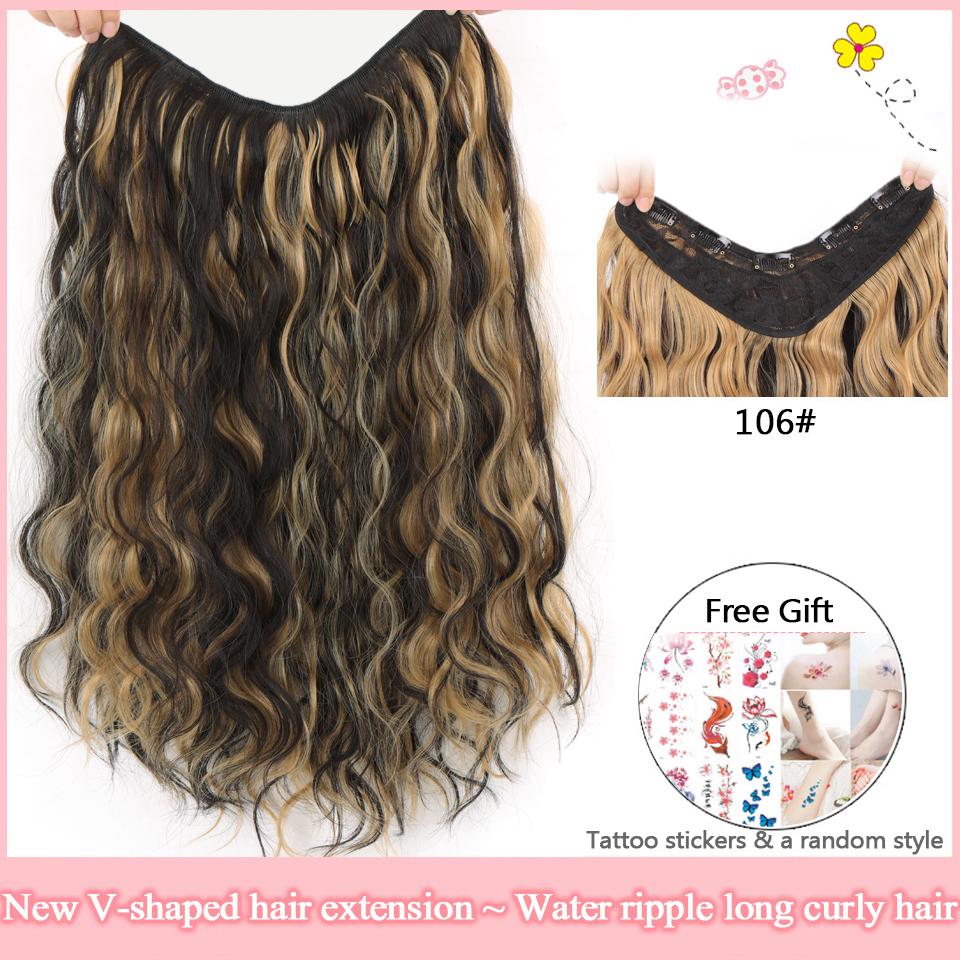 5 зажимов V тип накладные волосы синтетические наращивание волос вьющиеся термостойкие волосы