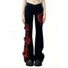Джинсы BeatStreet Rose Patchwork Slim Fit Женские Y2K Острая Девушка Дизайн Хай-стрит Заниженная Талия Микроклеш Длинные Повседневные Весна Осень