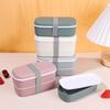 Холодильник, экологически чистый двухслойный ланч-бокс, контейнер для еды, коробка для бенто, посуда для микроволновой печи