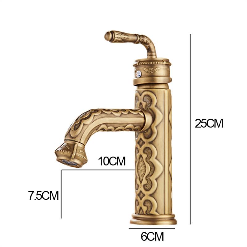 Винтажные Резные Настенные Смесители для Раковины из Цельной Латуни Винтажный Антикварный Смеситель для Ванной Комнаты Смеситель для Раковины с Поворотным Изливом на 360 Градусов Горячая Холодная Вода