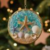 Christmas Pendant Starfish Shell Design Coastal Hanging Ornament with Lanyard Seasonal