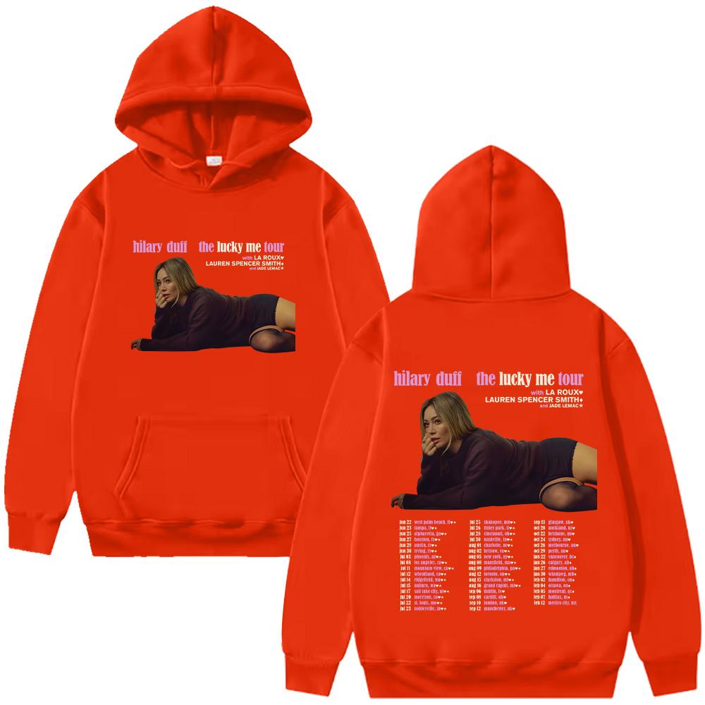 Хилари Дафф Худи The Lucky Me Tour 2026 Новые Уличные Пуловеры Мужские Женские Мода Поп-Музыки Оверсайз Худи с Графикой