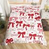 3D Bowknot Print Duvet Cover Set, Cute Bow Heart Pattern Bedding Set, Soft Microfiber Quilt Cover With Pillowcases