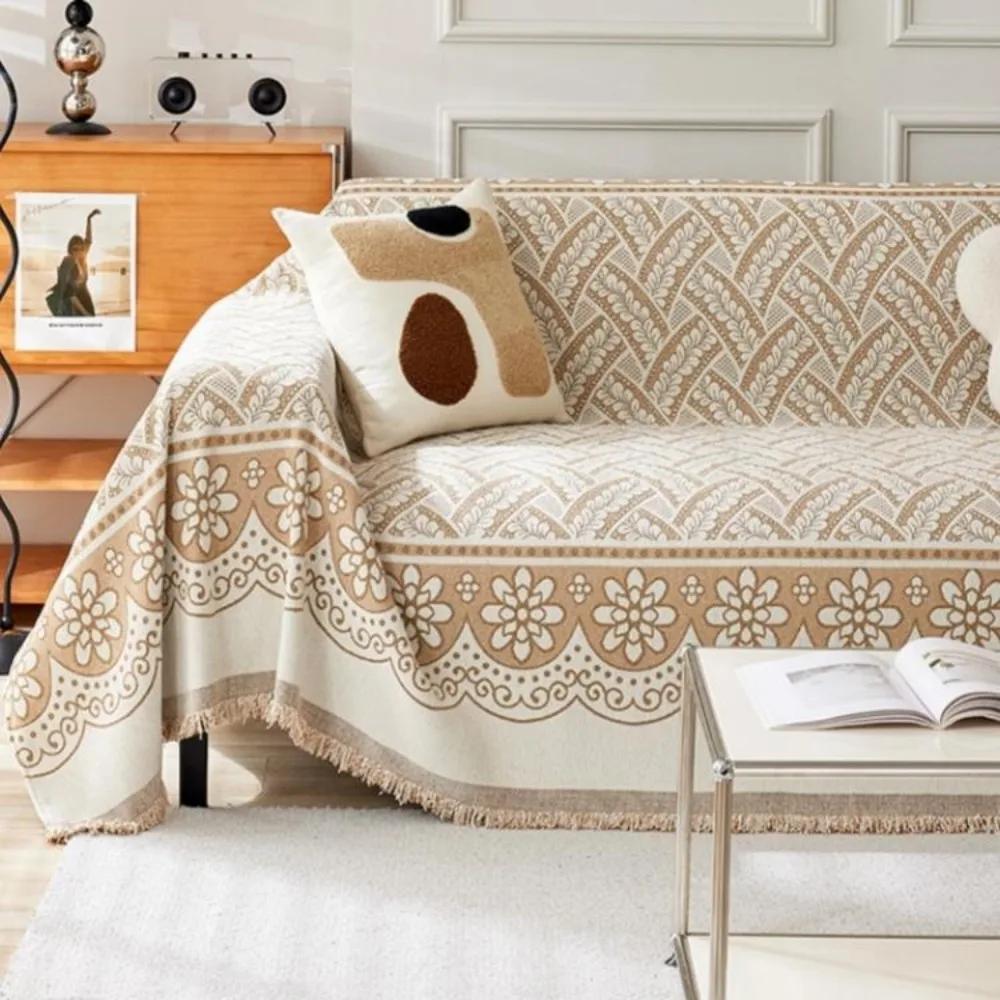 1 шт. Простой мягкий чехол для дивана из шенилла, пылезащитный и противоскользящий коврик для мебели для гостиной, полотенце для дивана с кисточками, домашний декор