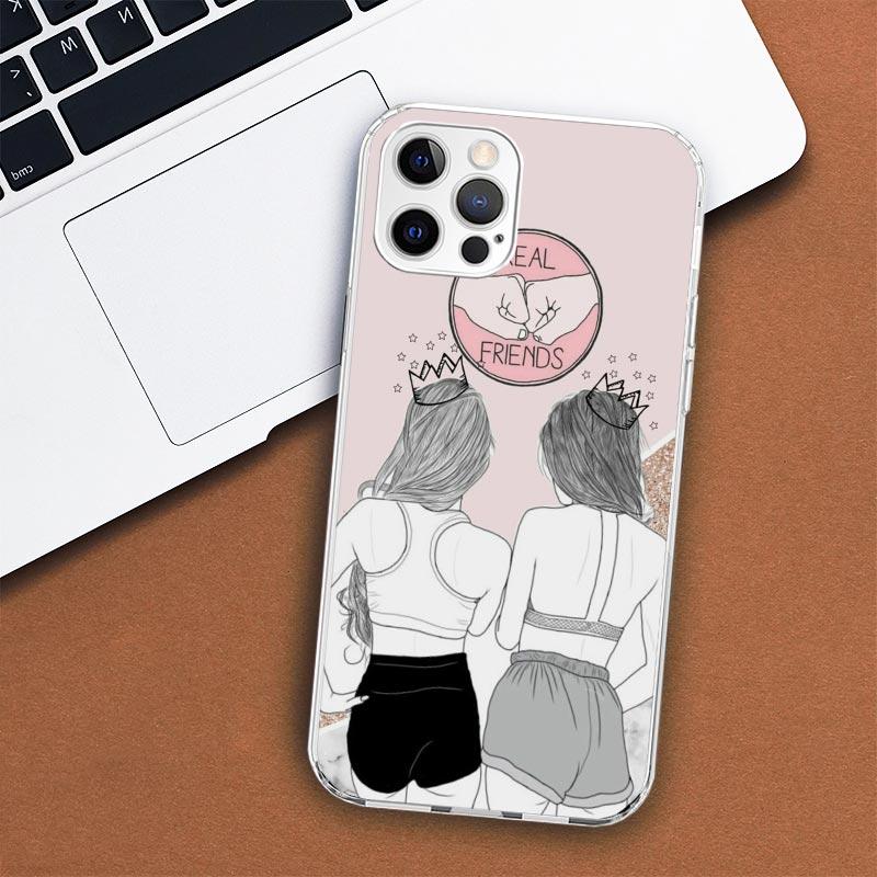 Чехол для телефона для девочек Bff Лучшие подруги Навсегда Для iPhone 11 12 13 Mini 14 15 Plus 17 Air 16 Pro Max 16E 7 8 SE 2020 Печать на заказ