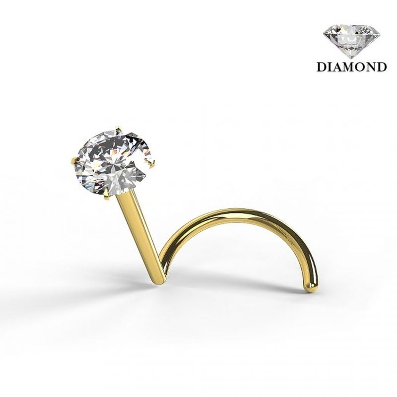 KODY PIERCING Пирсинг из 9-каратного золота с настоящим АЛМАЗНЫМ винтом для носа - Качественный пирсинг