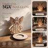 Christmas Atmosphere Supplies Wooden Candle Holder, Praying Angel Tabletop Tealight Stand, Religious Desktop Decorative Crafts Candlestick for Mantel,