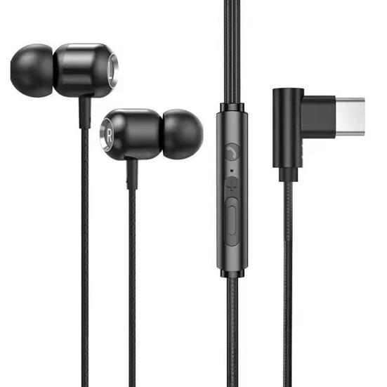 Проводные наушники-вкладыши Hi-Fi стерео звук Г-образный дизайн Type-C спортивная игровая гарнитура с микрофоном для мобильного телефона