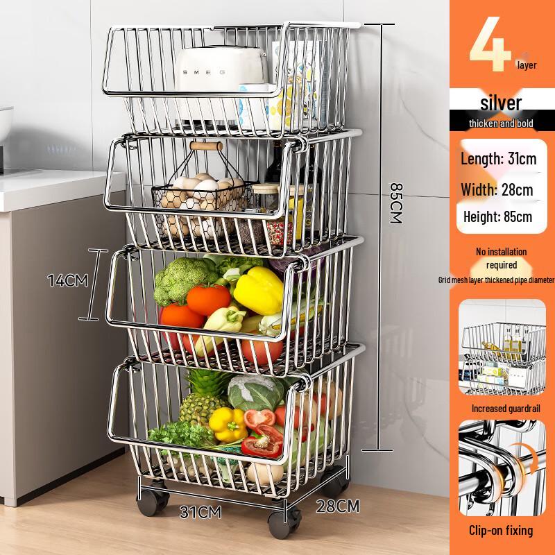 Подвижная кухонная тележка для хранения из нержавеющей стали Найцзян