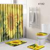 Plant Landscape Bathroom Shower Curtain Floor Mat Toilet Cover Foot Mat Four-Piece Pattern Size