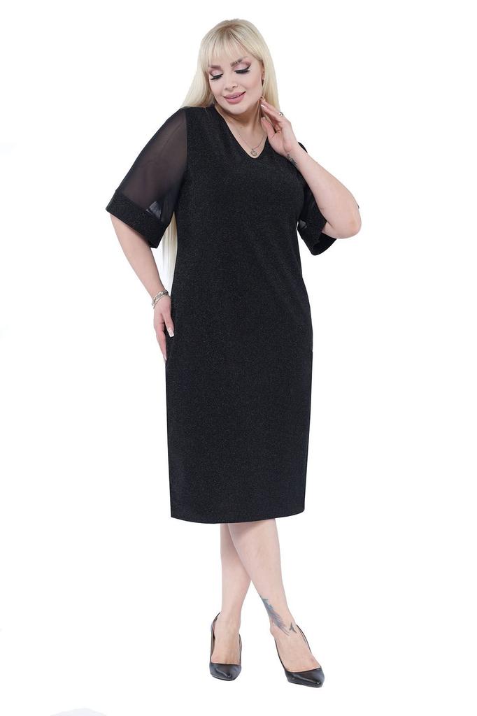 Женское платье большого размера. Блестящее стильное платье больших размеров 21B-2305.