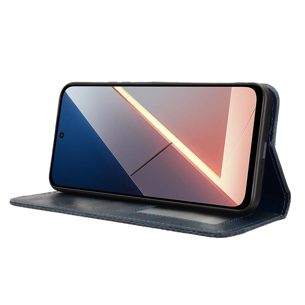 Для Xiaomi Poco M7 4G (169 мм) Кожаный чехол-кошелек с подставкой, ретро-текстурированный чехол для телефона