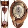 Nautical Brass Sand Timer Hourglass with Maritime Brass Compass Table Decorative