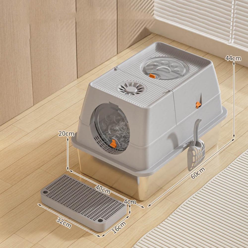 Stainless Steel Cat Bedpans Anti-splash Cover Cat Potty New Cat Litter Box Pet Supplies