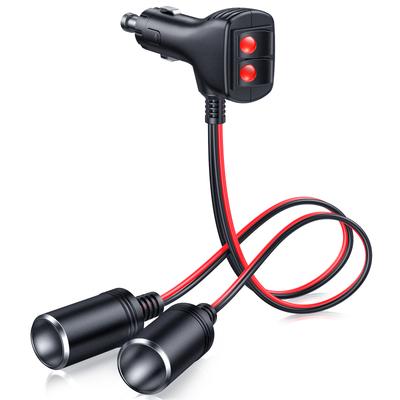 1 на 2 автомобильных разветвителя розетки, порт зарядного устройства 16AWG 12/24 В, 2-канальный разветвитель с предохранителем 10 А
