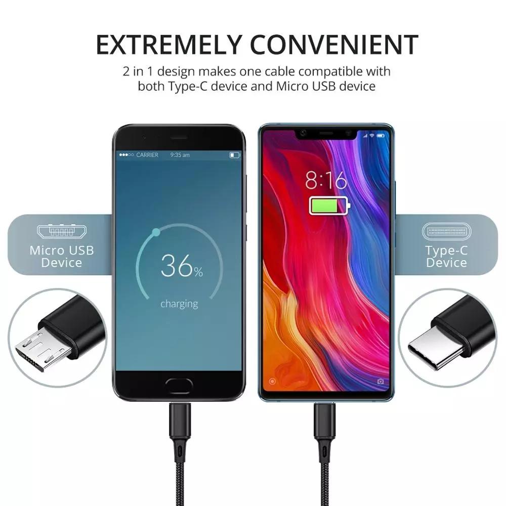 Charging Wire Type C Cables Micro USB Fast Charge Cable Phone Charge Cord Charger Cable Y Splitter