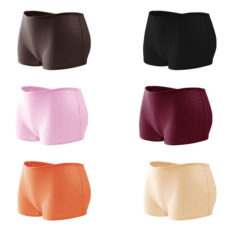 FINETOO Безопасные трусики для женщин, хлопковые боксеры, нижнее белье со средней посадкой, однотонные трусы