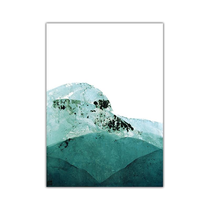 Новый китайский стиль абстрактный пейзаж живопись зеленые горы плакат настенная живопись холст картины украшения гостиной