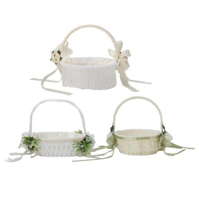 Корзина для девочек-цветочниц, романтическая, элегантная, легкая, плетеная вручную, свадебная цветочная корзина для невесты