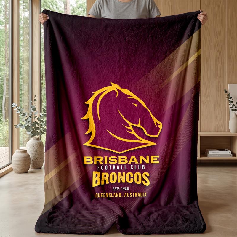 Brisbane Broncos Flannel Fleece Blanket Cozy Warm Throw Blanket For Couch Bed Travel All Season Use