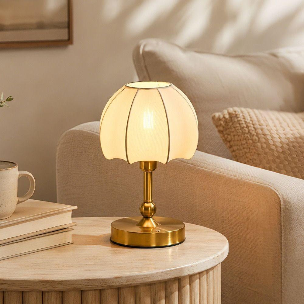 Touch Control LED Table Lamp Vintage Metal Reading Lamp Gold Bedside Lamp Living Room