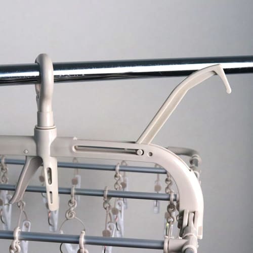 Twin Mall Laundry Drying Rack, Laundry Hanger, 24-Pinch Aluminum Clothes Hanger, Beige/White, Horizontal Hanger, IC-01