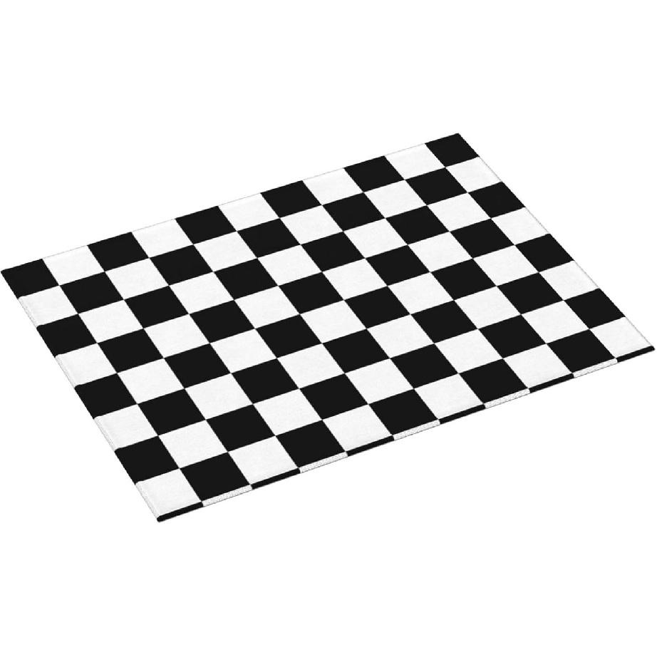 Black White Checkered Dish Drying Mat for Kitchen Counter, Coffee Bar Accessories, Retro Classic Plaid Pattern Absorbent Coffee Mat Kitchen Drying