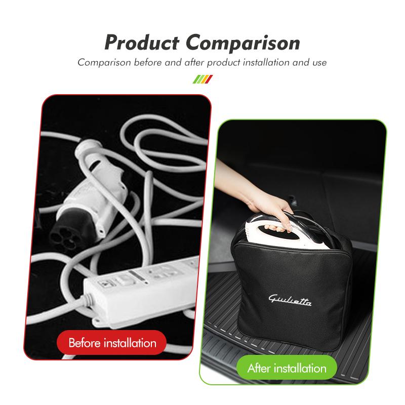 For Alfa Romeo Car Logo Electric Vehicle Charging Cable Bag Storage Bags Protective Bags For Alfa Romeo Giulietta 940 2010-2014