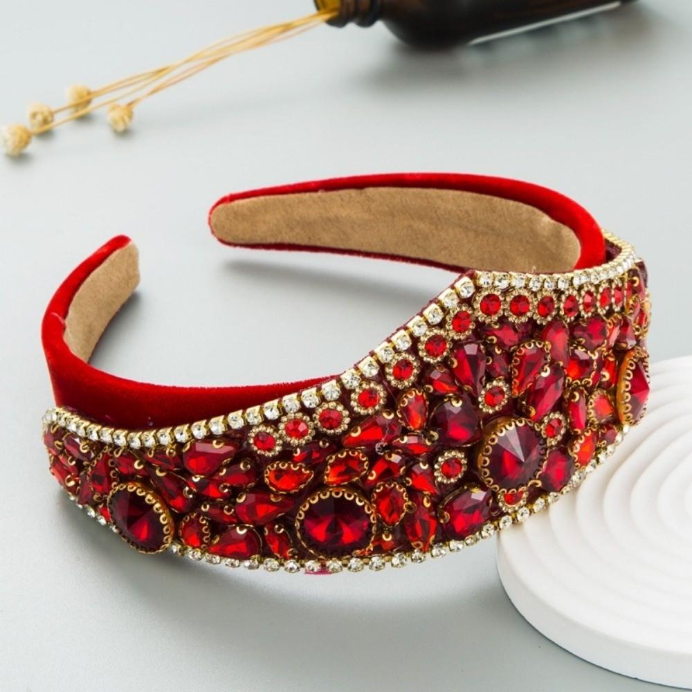 Retro Colorful Rhinestone Headbands Full Diamond Super Flash Crown Hairband Hair Band Hoop Hair Accessories