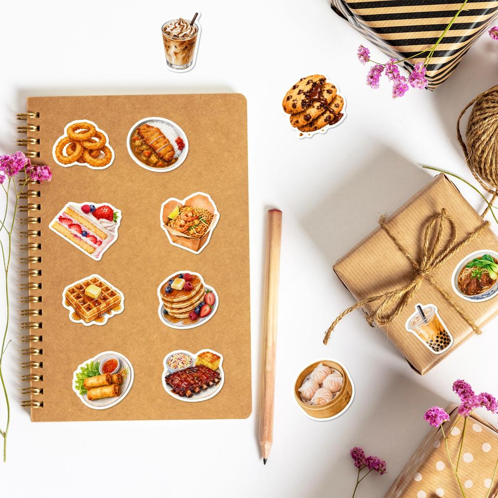 50Pcs/Set 3D Delicious Food . Afternoon Tea Dessert Stickers DIY Fashion Waterproof Doodle Decals Stickers (2 Styles)