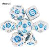 7 Pcs White Blue Gear Wheel Metal Dice Solid Metal Polyhedral Dice Set Suitable for Role-Playing RPG  Board Game Card Game