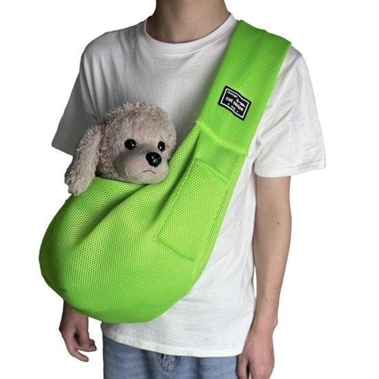 Pet Carrier Sling Breathable Crossbody Bag Puppy Carrier Purse Hand-Free Dog Sling Carrier with Storage Pockets for Small Dogs Cats