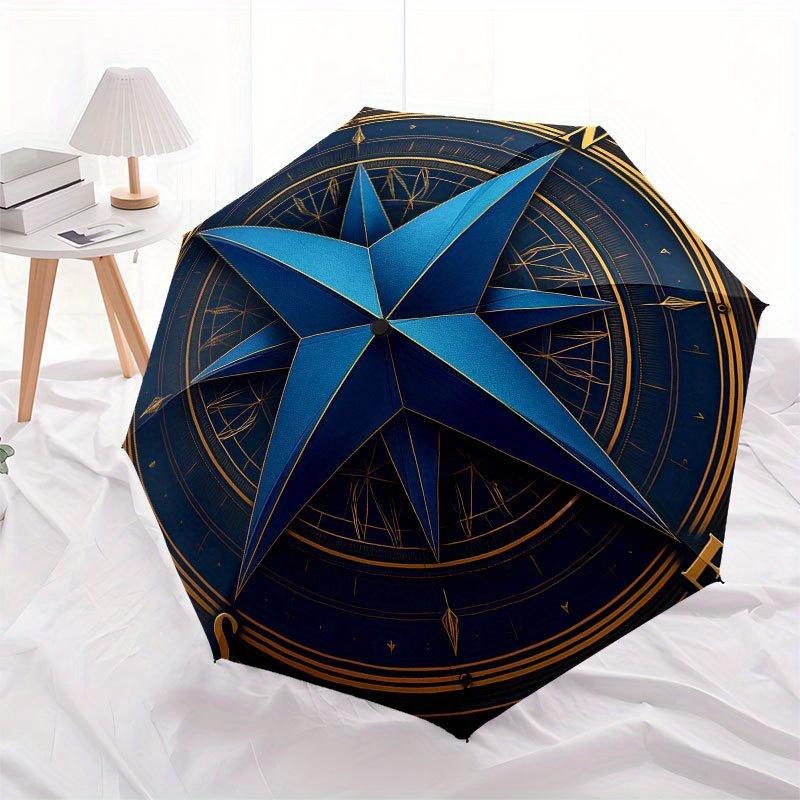 Navigate Your Journey: Compass Rose DesignUmbrella with Cute Design, Portable 3-Fold Compact Umbrella for Men & Women, Valentine's Day Mother's Day Ha