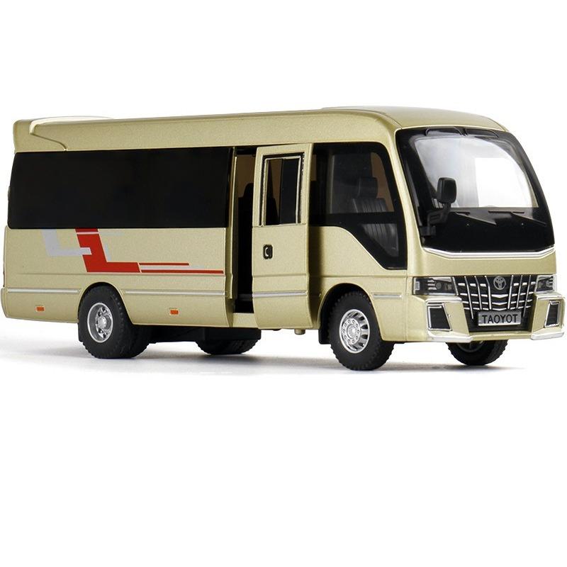 1/32 Toyota Coaster Сплав Люксовый Автобус Модель Автомобиля Литые Металлические Пассажирские Автобусы Модель Автомобиля Симуляция Звук и Свет Детская Игрушка Подарок
