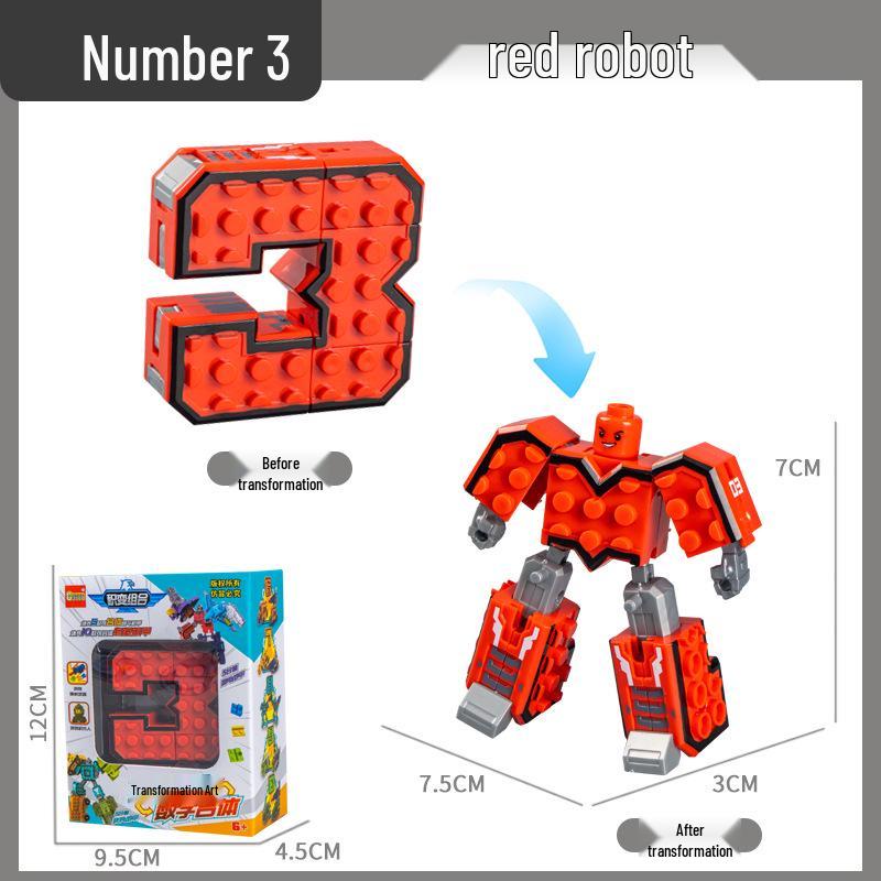 Large Kids' Number Symbol Transforming Robot Car Toy Set