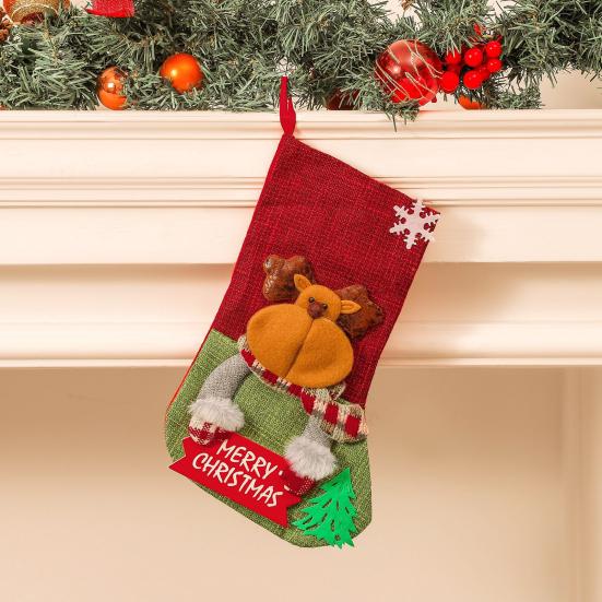 Yousheng Christmas Stocking Gift Bag Alphabet Sign Festive Cartoon Design Stocking Gift Pouch for Fireplace Decoration