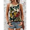 Butterfly Dragonfly Pattern 3D Print Women's Tank Tops Summer O-Neck Casual Vest Off Shoulder Sleeveless Top
