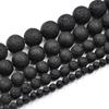 Black Volcanic Lava From Natural Stones Round Loose Gemstones Beads for DIY Jewelry Making Bracelet Needlework Fashion Accessories 4-12mm