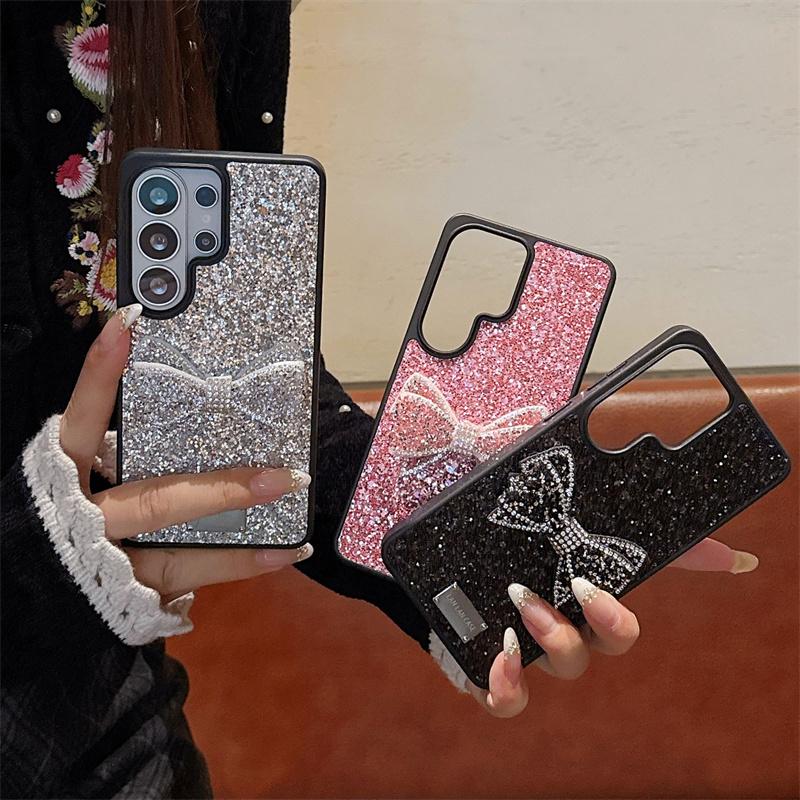 Новый 2026 Роскошный Чехол-бант со Стразами и Блестками для Samsung Galaxy S26 Ultra INS Элегантный Ударопрочный Защитный Чехол 3 Цвета
