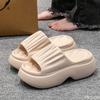 Thick Bottomed Sandals for Women's Summer Outdoor Wear Solid Color New High Heels Anti Slip Soft EVA Material Beach Slippers