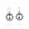 ZIVORI Handcrafted Sterling Silver Pearl Ruby Emerald Dangle Earrings